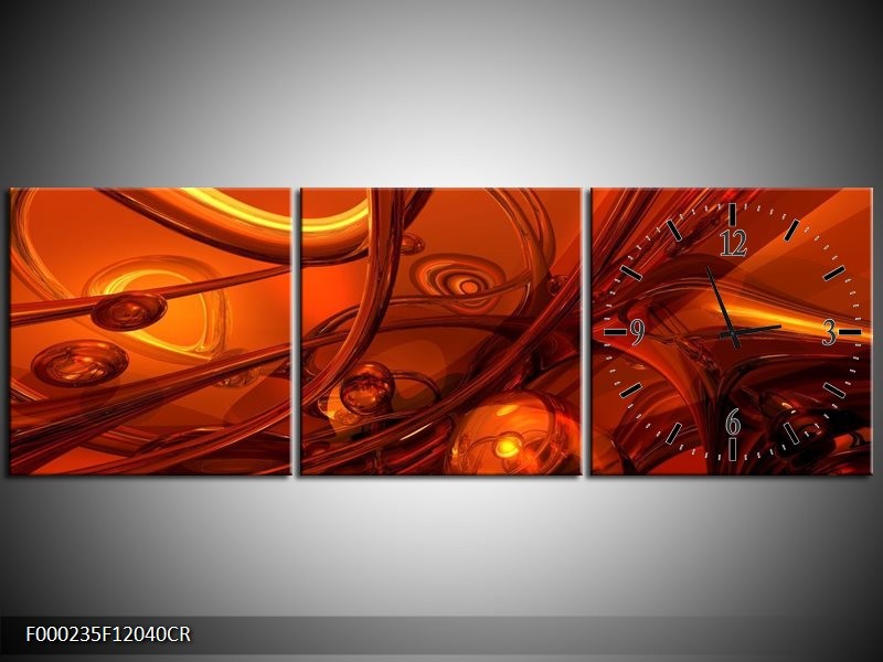 Klok schilderij Abstract | Geel, Rood, Goud | 120x40cm 3Luik