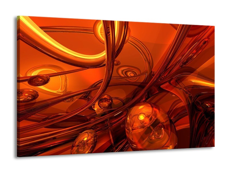 Glas schilderij Abstract | Geel, Rood, Goud | 140x90cm 1Luik
