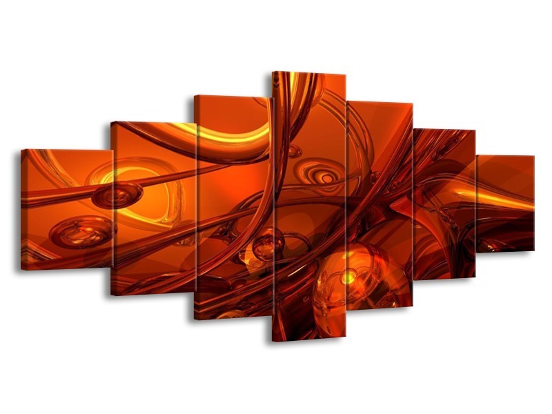 Canvas schilderij Abstract | Geel, Rood, Goud | 210x100cm 7Luik