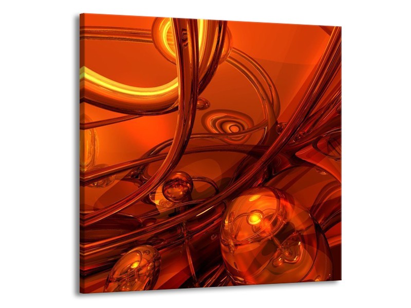 Canvas schilderij Abstract | Geel, Rood, Goud | 50x50cm 1Luik