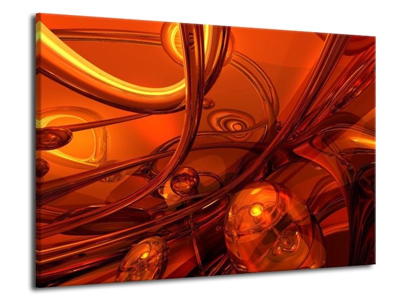 Canvas schilderij Abstract | Geel, Rood, Goud | 70x50cm 1Luik