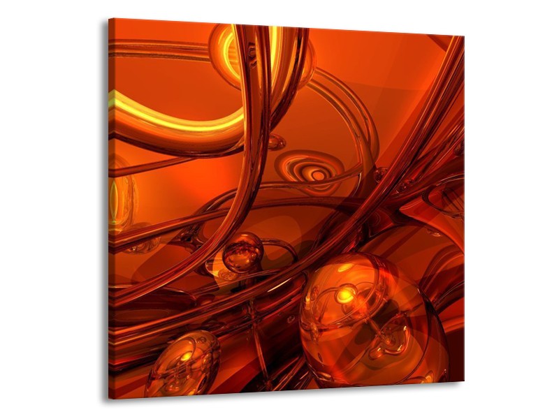 Glas schilderij Abstract | Geel, Rood, Goud | 70x70cm 1Luik