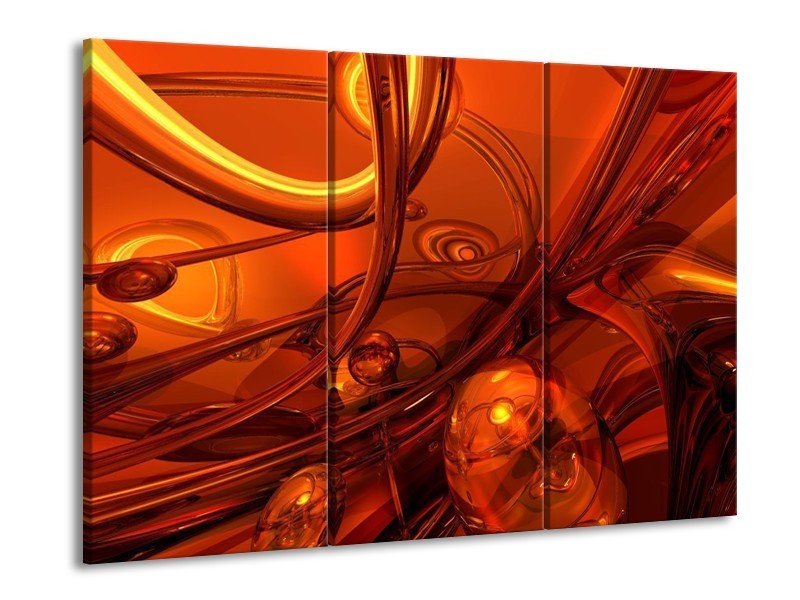 Glas schilderij Abstract | Geel, Rood, Goud | 90x60cm 3Luik