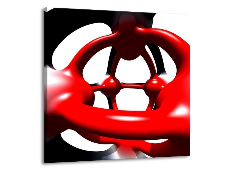 Glas schilderij Abstract | Rood, Wit, Zwart | 50x50cm 1Luik