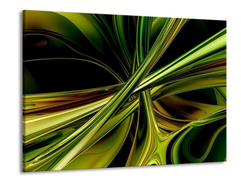 Canvas schilderij Abstract | Groen, Zwart, Geel | 100x70cm 1Luik