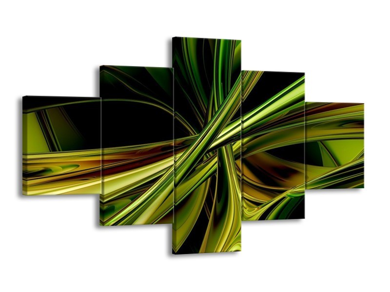 Glas schilderij Abstract | Groen, Zwart, Geel | 125x70cm 5Luik