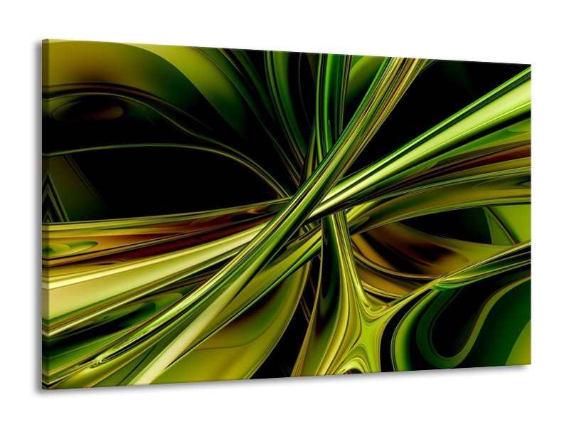 Canvas schilderij Abstract | Groen, Zwart, Geel | 140x90cm 1Luik