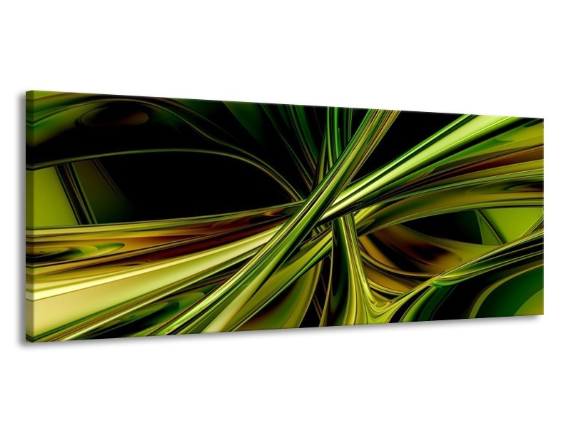 Glas schilderij Abstract | Groen, Zwart, Geel | 145x58cm 1Luik