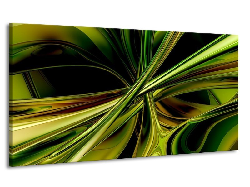 Canvas schilderij Abstract | Groen, Zwart, Geel | 170x90cm 1Luik