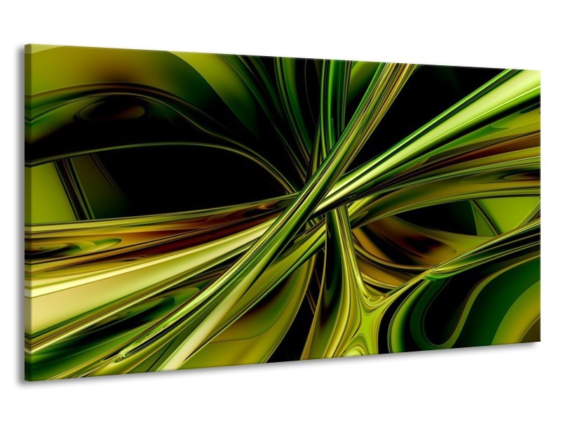 Canvas schilderij Abstract | Groen, Zwart, Geel | 190x100cm 1Luik