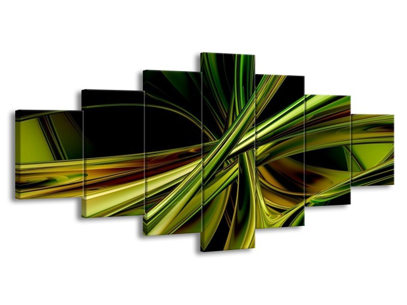 Glas schilderij Abstract | Groen, Zwart, Geel | 210x100cm 7Luik