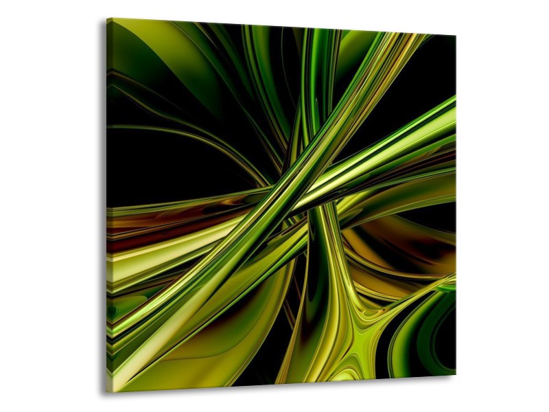 Canvas schilderij Abstract | Groen, Zwart, Geel | 50x50cm 1Luik