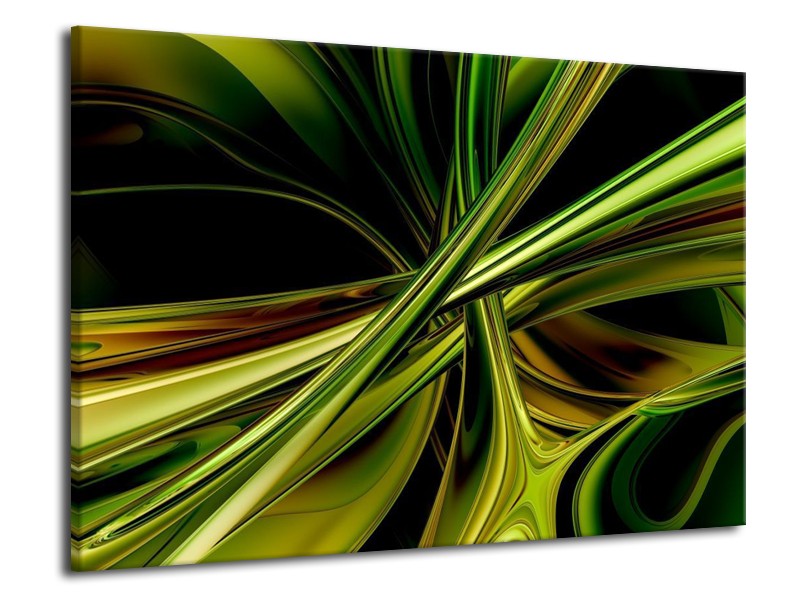 Glas schilderij Abstract | Groen, Zwart, Geel | 70x50cm 1Luik