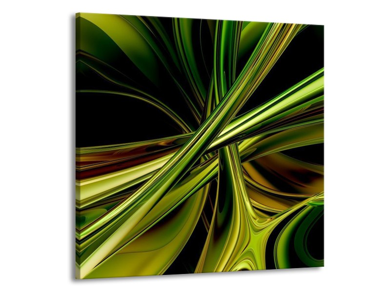 Canvas schilderij Abstract | Groen, Zwart, Geel | 70x70cm 1Luik