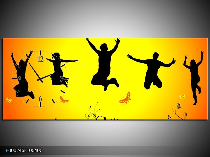Klok schilderij Dansen | Geel, Zwart, Oranje | 100x40cm 1Luik