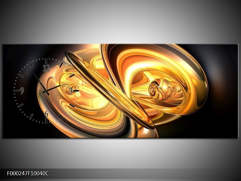 Klok schilderij Abstract | Goud, Geel, Zwart | 100x40cm 1Luik