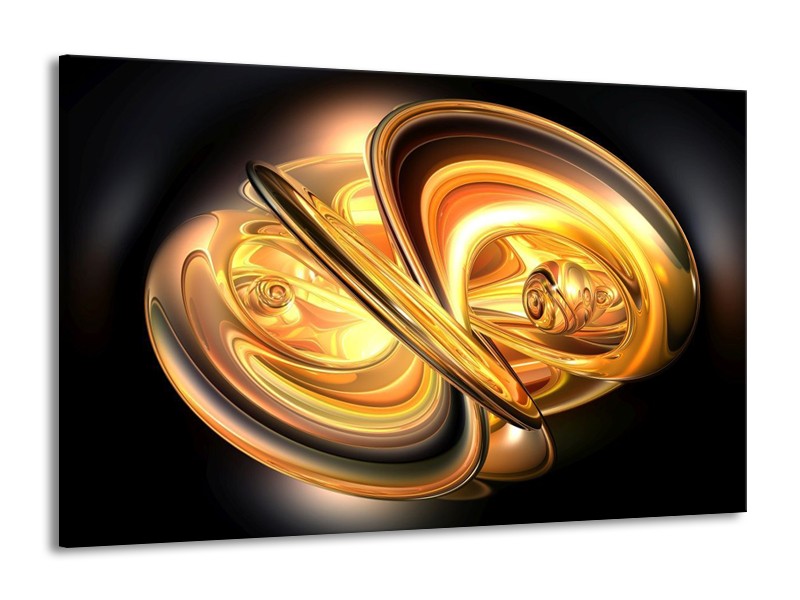 Glas schilderij Abstract | Goud, Geel, Zwart | 140x90cm 1Luik