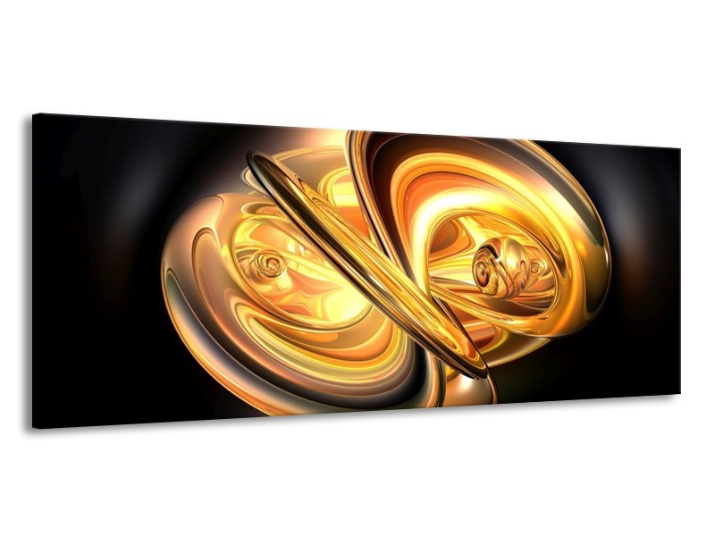 Glas schilderij Abstract | Goud, Geel, Zwart | 145x58cm 1Luik