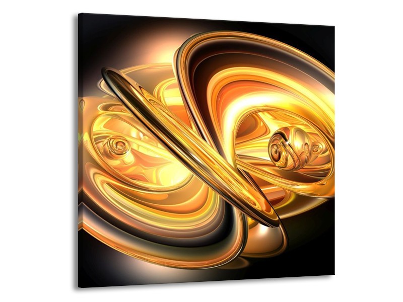 Glas schilderij Abstract | Goud, Geel, Zwart | 50x50cm 1Luik