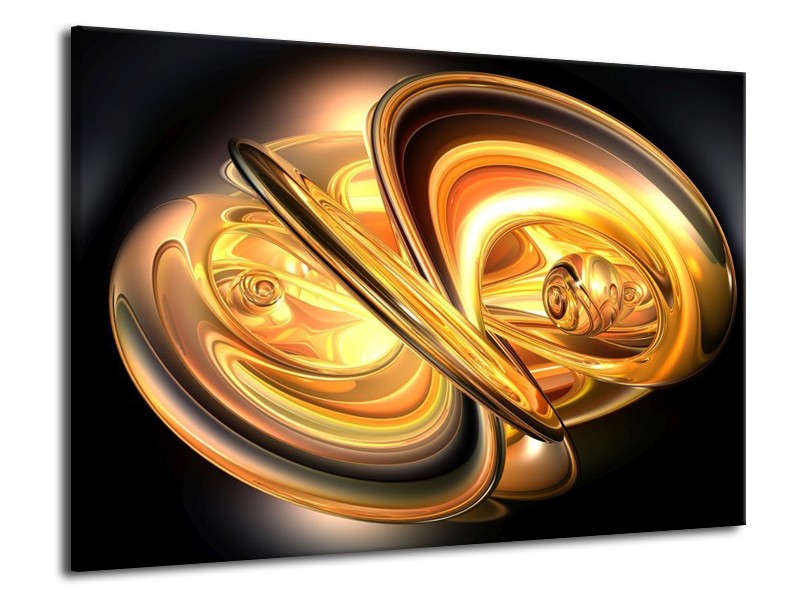 Glas schilderij Abstract | Goud, Geel, Zwart | 70x50cm 1Luik