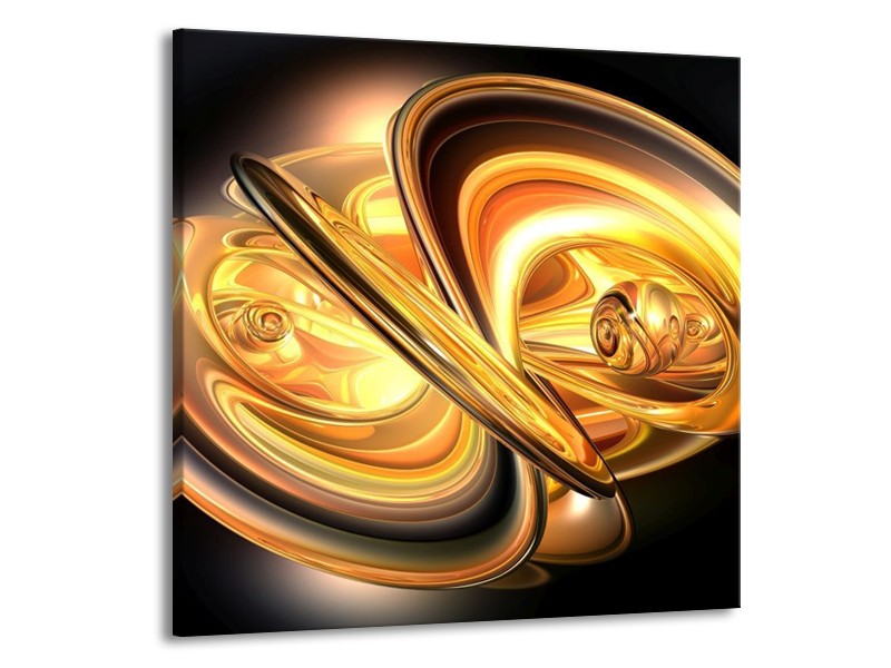 Glas schilderij Abstract | Goud, Geel, Zwart | 70x70cm 1Luik