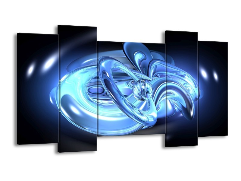 Glas schilderij Abstract | Blauw, Wit, Zwart | 120x65cm 5Luik