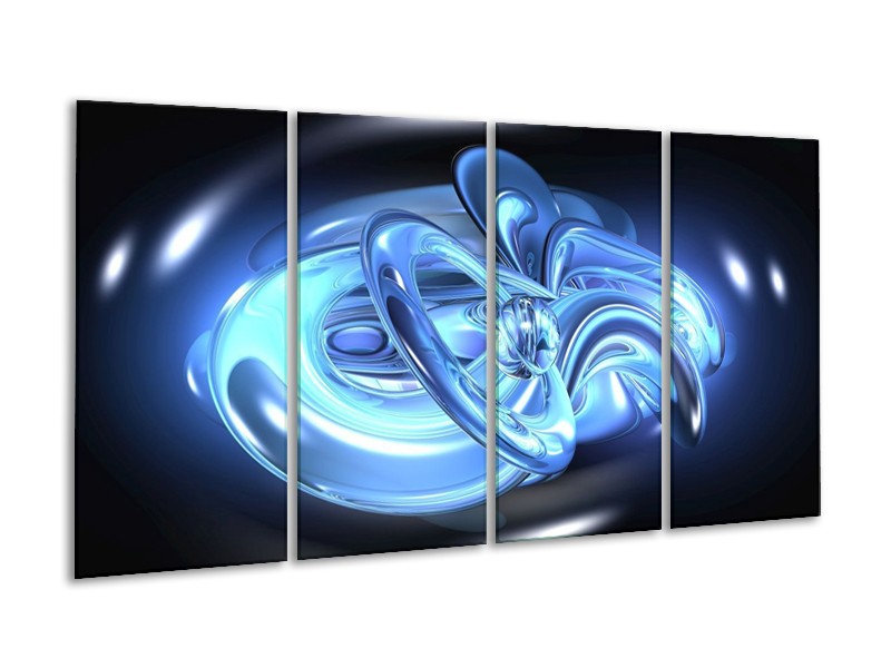 Glas schilderij Abstract | Blauw, Wit, Zwart | 160x80cm 4Luik