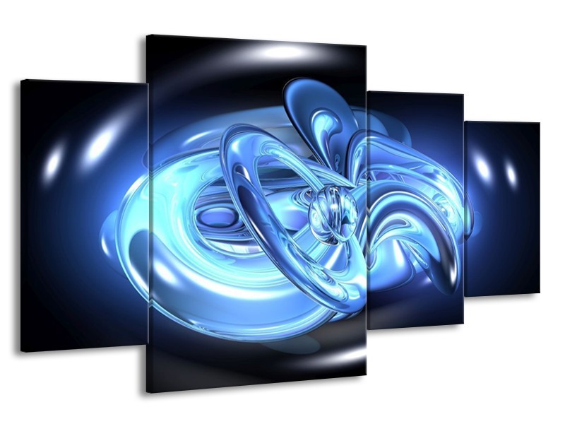 Glas schilderij Abstract | Blauw, Wit, Zwart | 160x90cm 4Luik