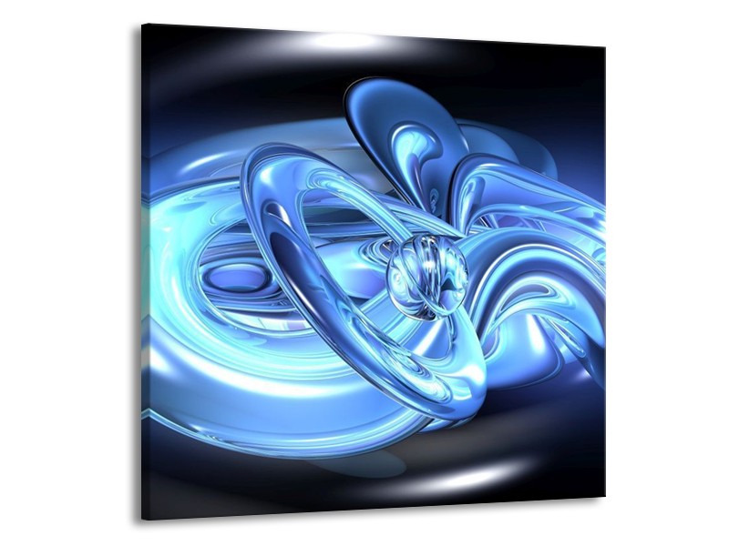 Glas schilderij Abstract | Blauw, Wit, Zwart | 50x50cm 1Luik