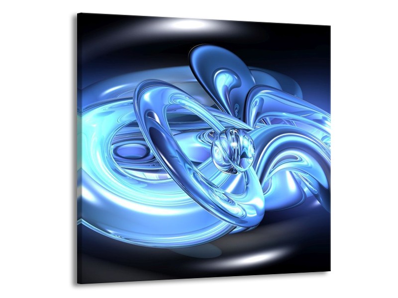 Glas schilderij Abstract | Blauw, Wit, Zwart | 70x70cm 1Luik