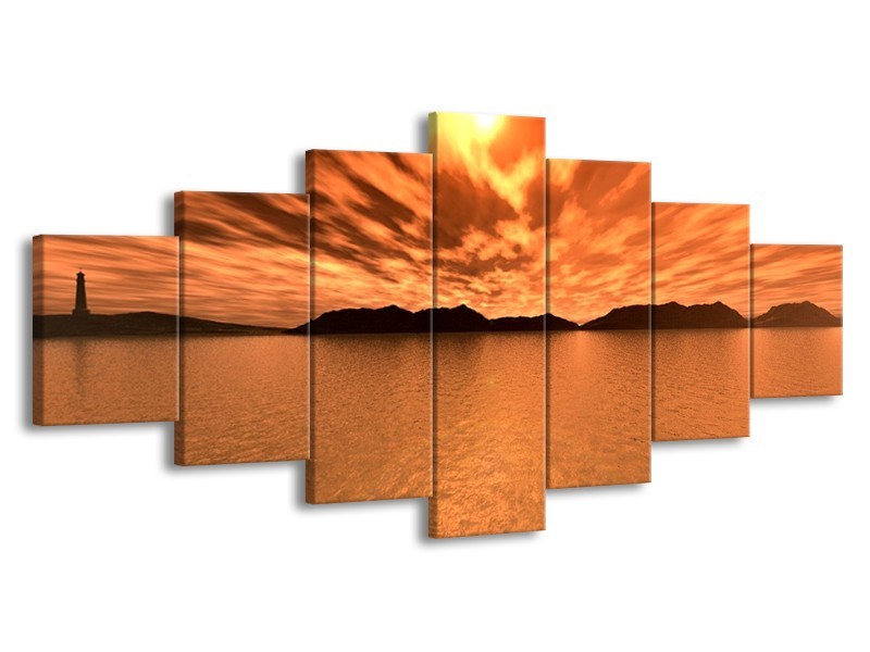 Glas schilderij Zonsondergang | Bruin, Oranje, Geel | 210x100cm 7Luik