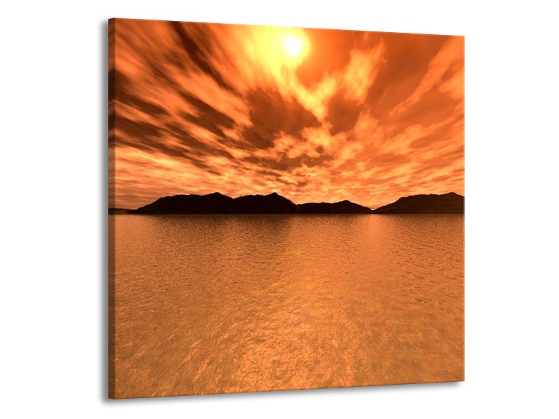 Glas schilderij Zonsondergang | Bruin, Oranje, Geel | 50x50cm 1Luik