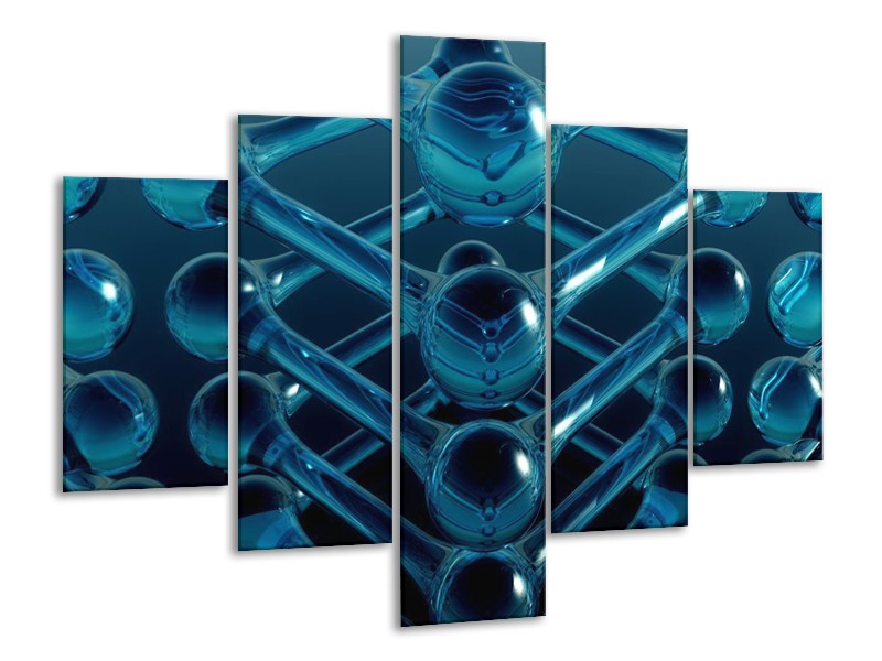 Glas schilderij Abstract | Blauw, Zwart, Wit | 100x70cm 5Luik