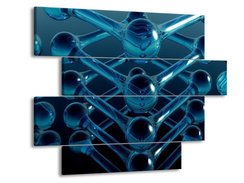 Glas schilderij Abstract | Blauw, Zwart, Wit | 115x85cm 4Luik