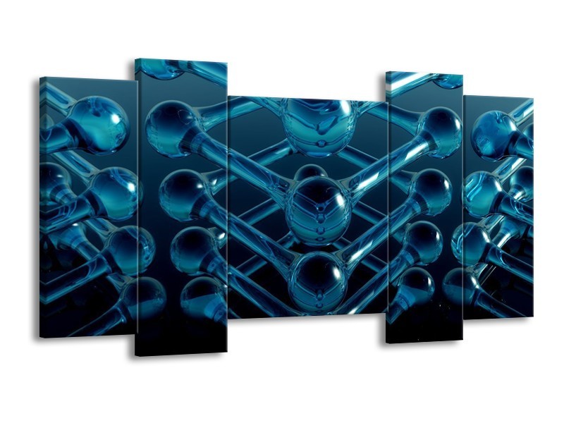 Glas schilderij Abstract | Blauw, Zwart, Wit | 120x65cm 5Luik