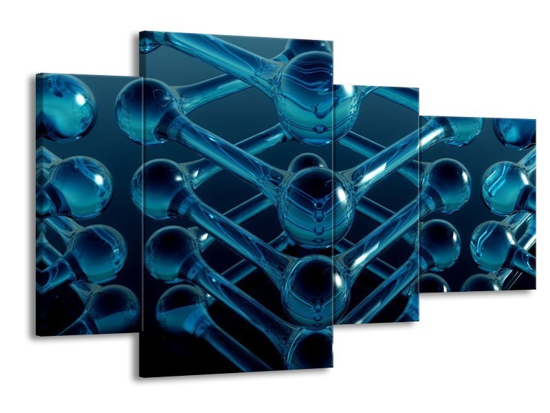 Glas schilderij Abstract | Blauw, Zwart, Wit | 120x75cm 4Luik