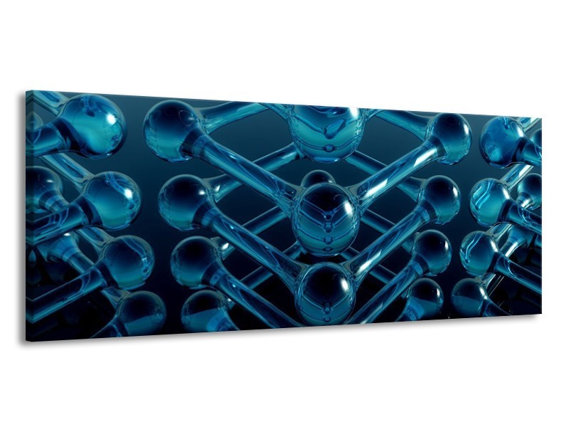 Glas schilderij Abstract | Blauw, Zwart, Wit | 145x58cm 1Luik