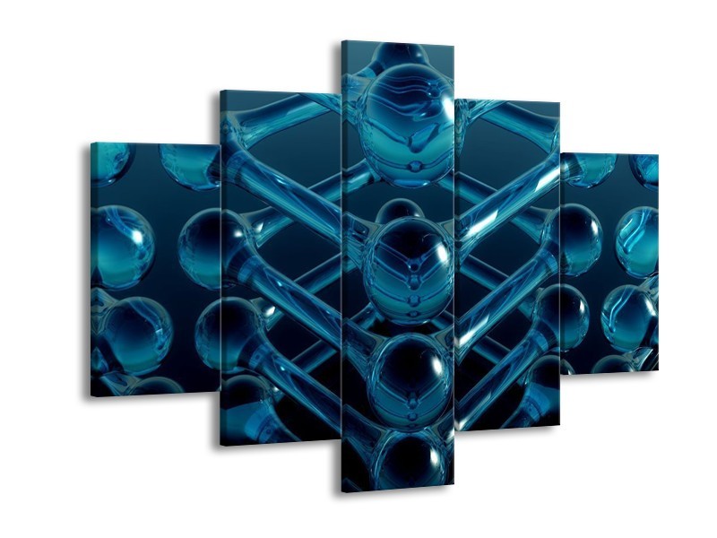 Glas schilderij Abstract | Blauw, Zwart, Wit | 150x105cm 5Luik