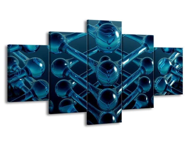 Glas schilderij Abstract | Blauw, Zwart, Wit | 150x80cm 5Luik
