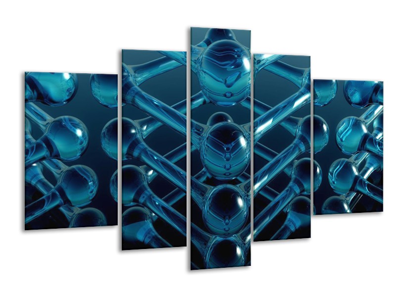Glas schilderij Abstract | Blauw, Zwart, Wit | 170x100cm 5Luik