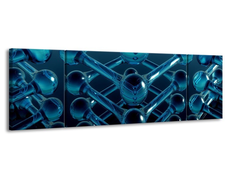 Glas schilderij Abstract | Blauw, Zwart, Wit | 170x50cm 3Luik