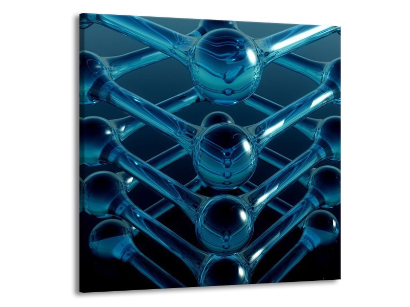 Canvas schilderij Abstract | Blauw, Zwart, Wit | 50x50cm 1Luik