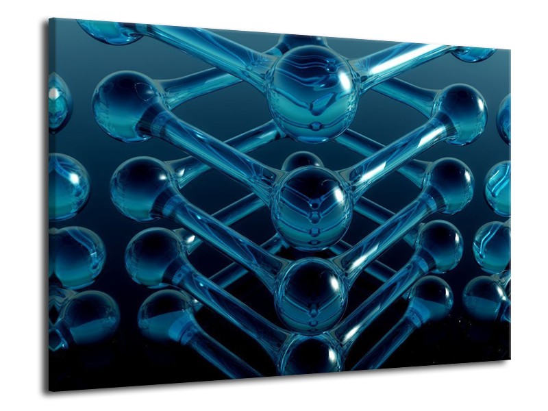 Glas schilderij Abstract | Blauw, Zwart, Wit | 70x50cm 1Luik