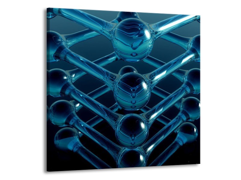 Glas schilderij Abstract | Blauw, Zwart, Wit | 70x70cm 1Luik