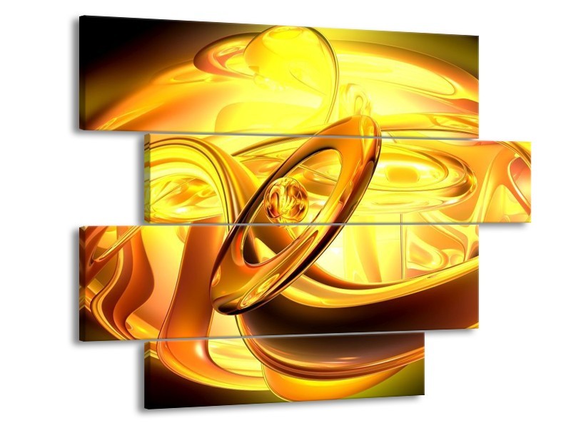 Glas schilderij Abstract | Geel, Goud, Oranje | 115x85cm 4Luik
