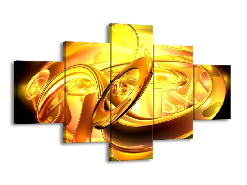 Glas schilderij Abstract | Geel, Goud, Oranje | 125x70cm 5Luik