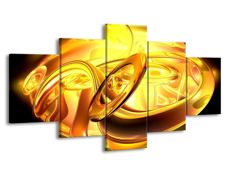Glas schilderij Abstract | Geel, Goud, Oranje | 150x80cm 5Luik