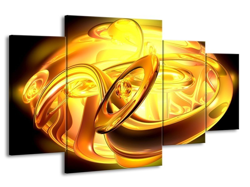 Glas schilderij Abstract | Geel, Goud, Oranje | 160x90cm 4Luik