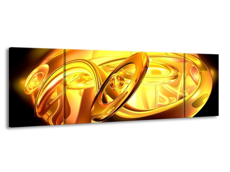 Glas schilderij Abstract | Geel, Goud, Oranje | 170x50cm 3Luik