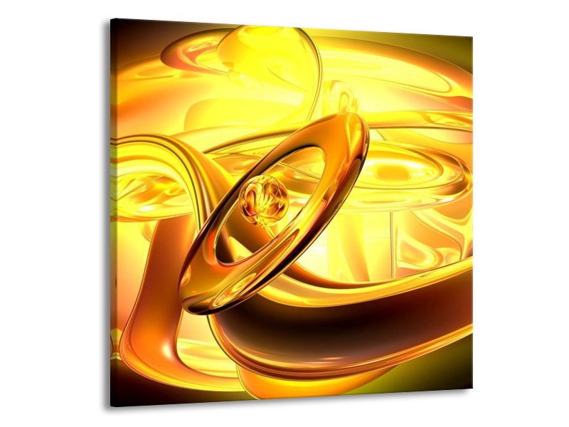 Glas schilderij Abstract | Geel, Goud, Oranje | 50x50cm 1Luik